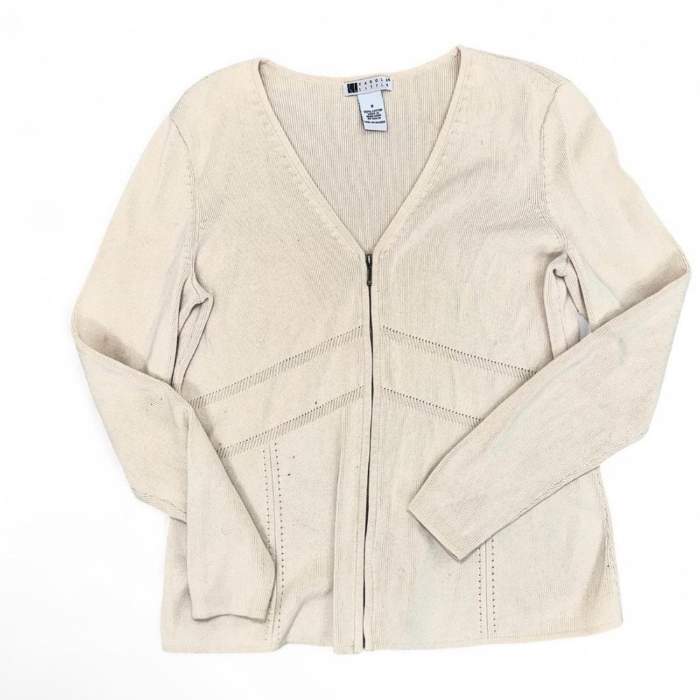 Carole Little V-Neck Cream Sweater